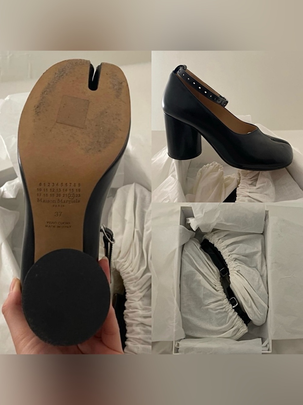 Maison Margiela Mary Jane Tabi Patent Leather Heels Black